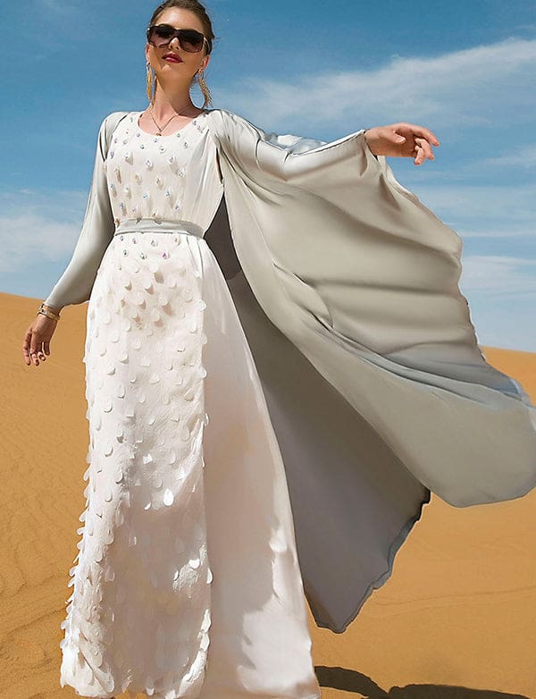 Abaya Argentée Deux Pièces – Image 4