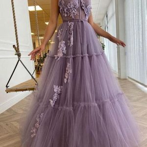 Robe de Bal Longue Lilas