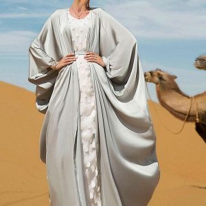Abaya Argentée Deux Pièces
