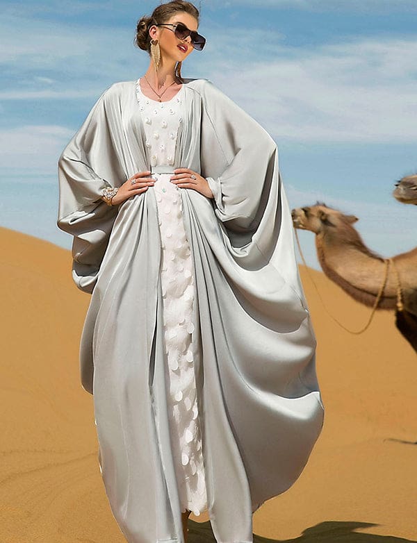 Abaya Argentée Deux Pièces