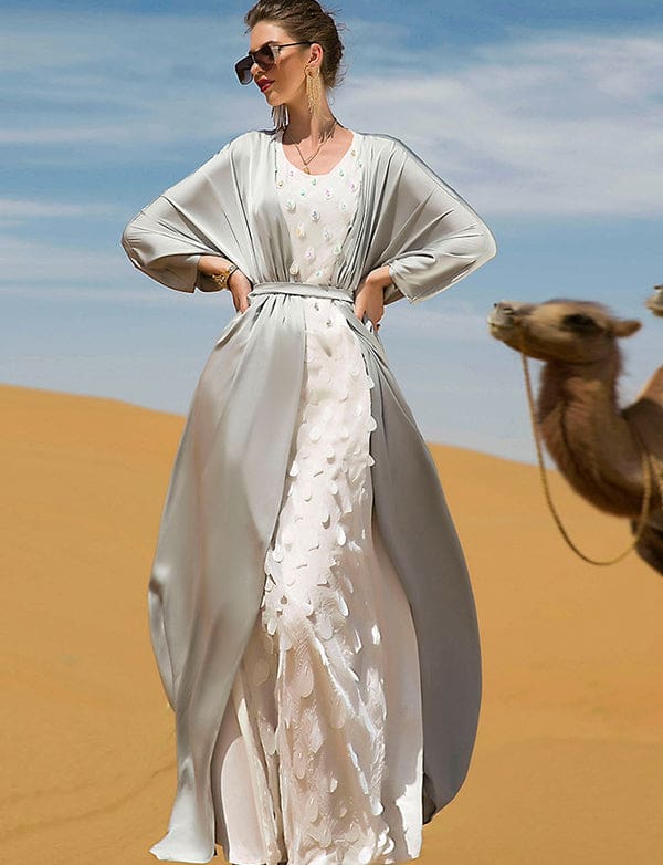 Abaya Argentée Deux Pièces – Image 5
