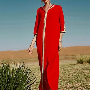 Robe Djellaba pour Femmes Rouge