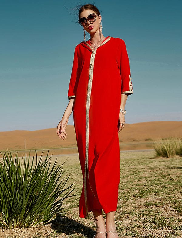 Robe Djellaba pour Femmes Rouge