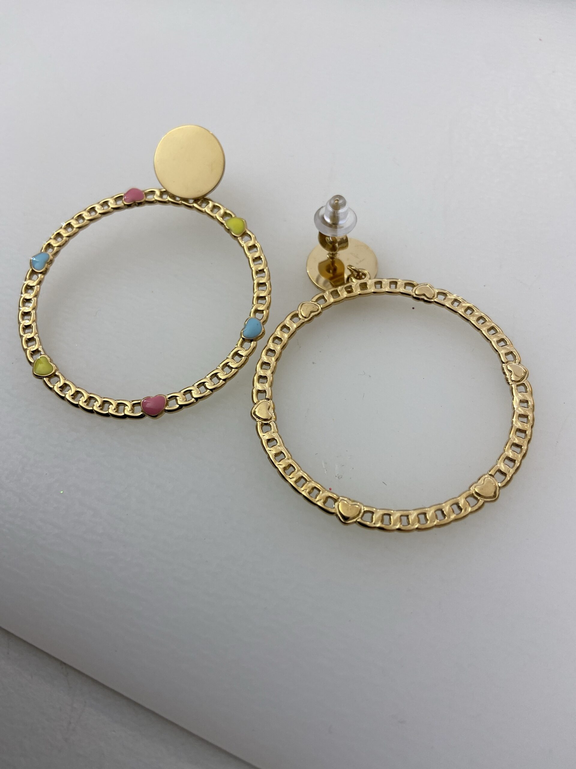 Puces d’oreilles cercle en maille cœurs – Image 6