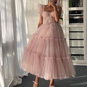Robe de Bal en Tulle Rose