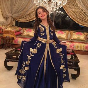 Takchita Mousseline Petite Fille Bleu Marine