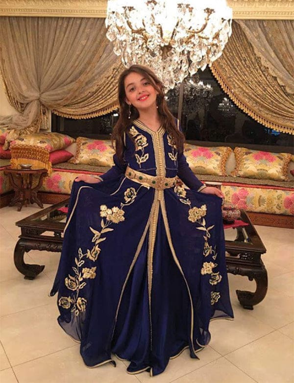 Takchita Mousseline Petite Fille Bleu Marine