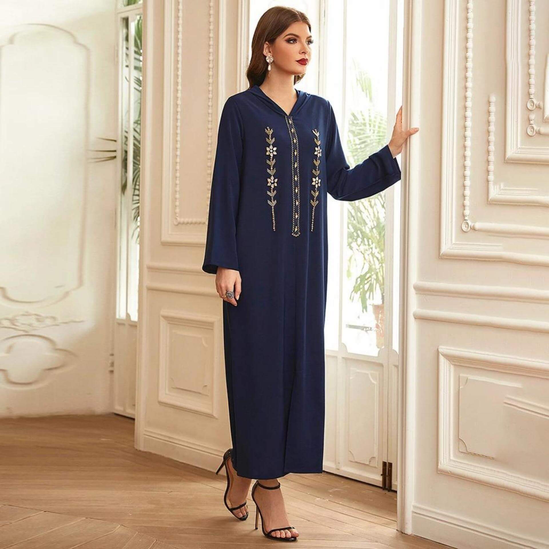 Djellaba MarocaineBleu Marine – Image 2