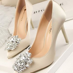 Satin Strass Pompes