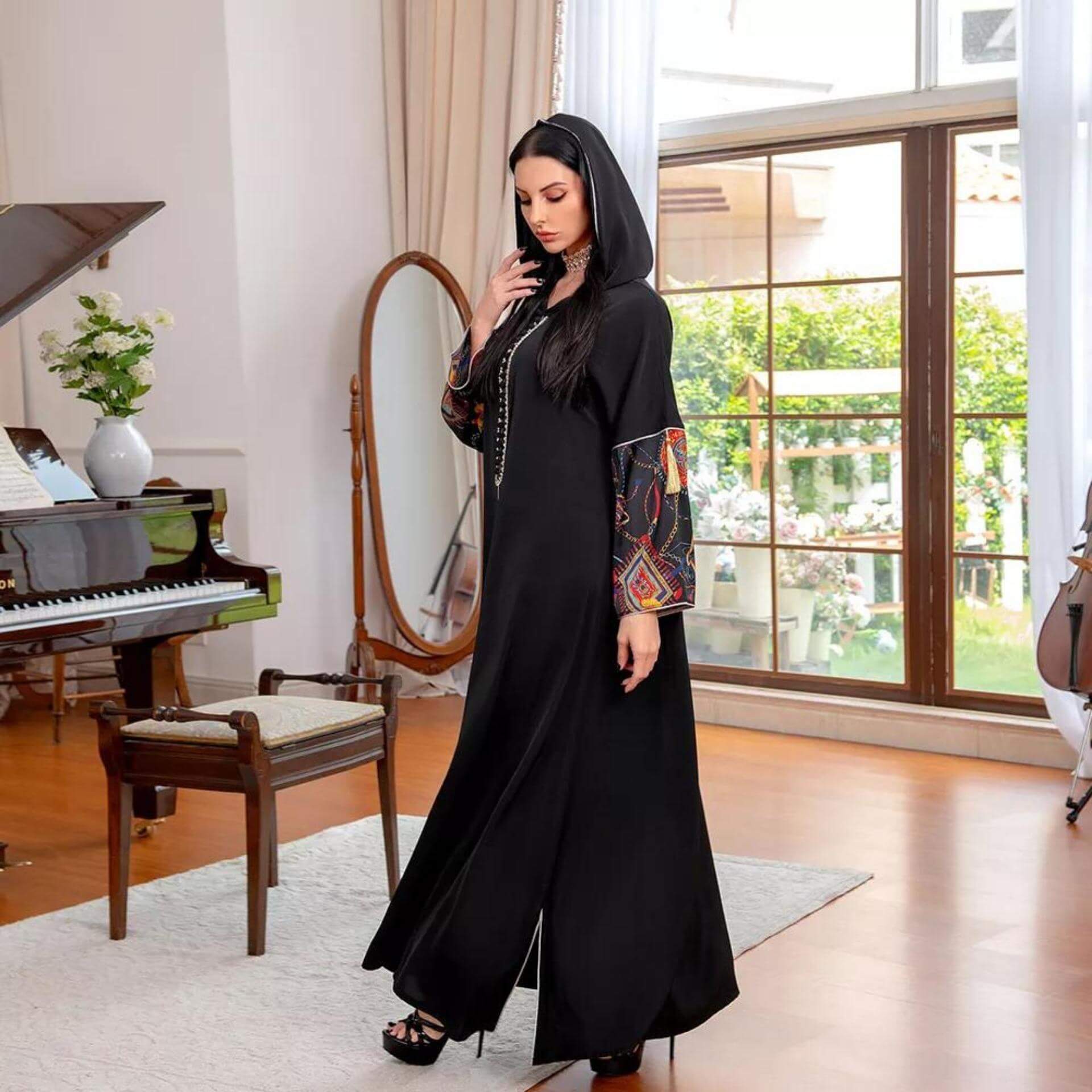 Djellaba MarocaineFemme Noire – Image 3