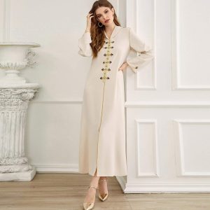 Djellaba FemmeBlanche et Or