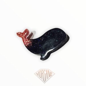 Broche baleine Noire et rose pailletée
