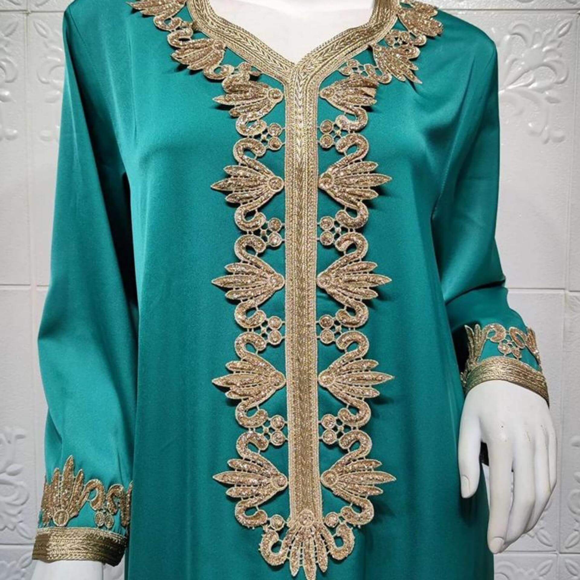 Robe CaftanVert Émeraude – Image 5