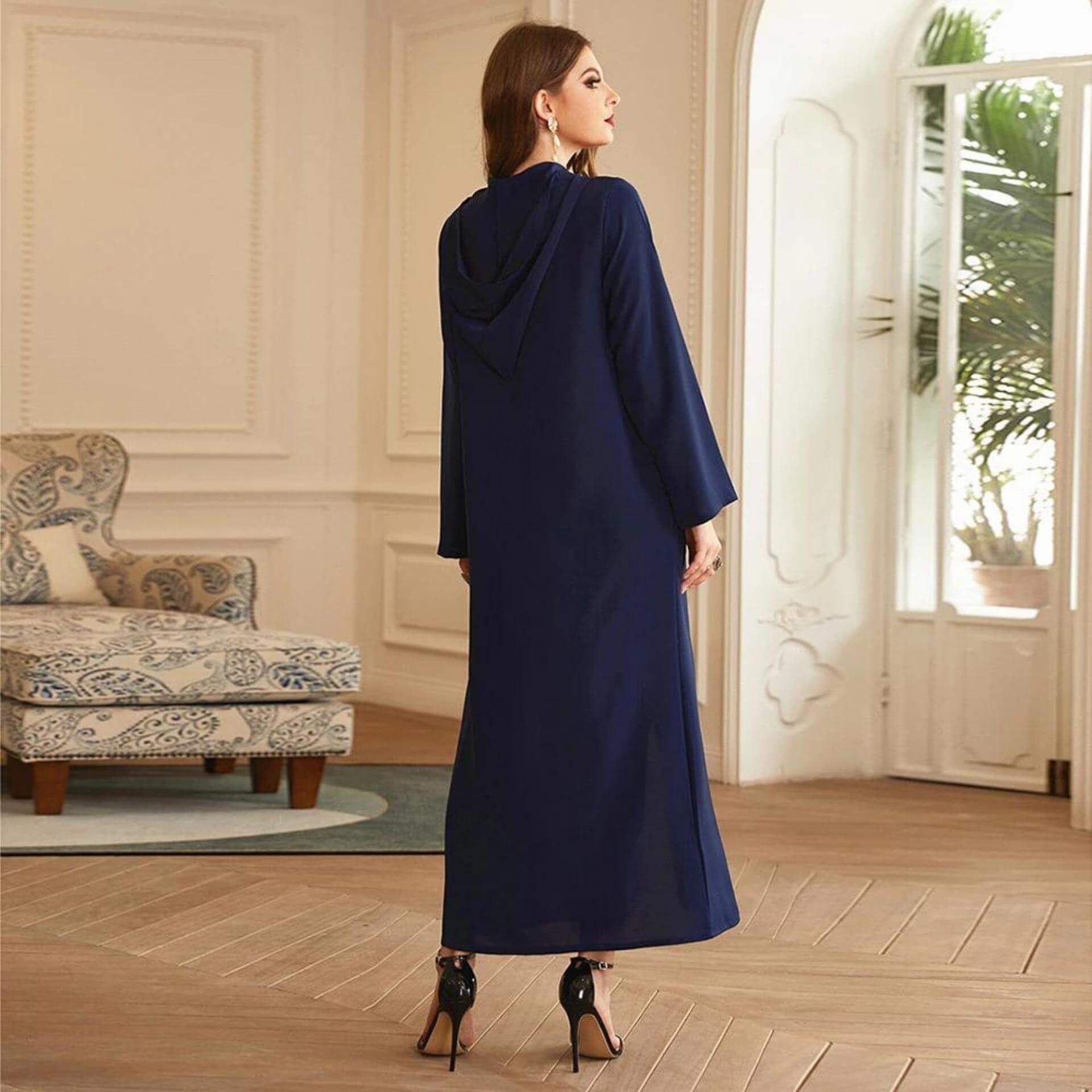 Djellaba MarocaineBleu Marine – Image 5