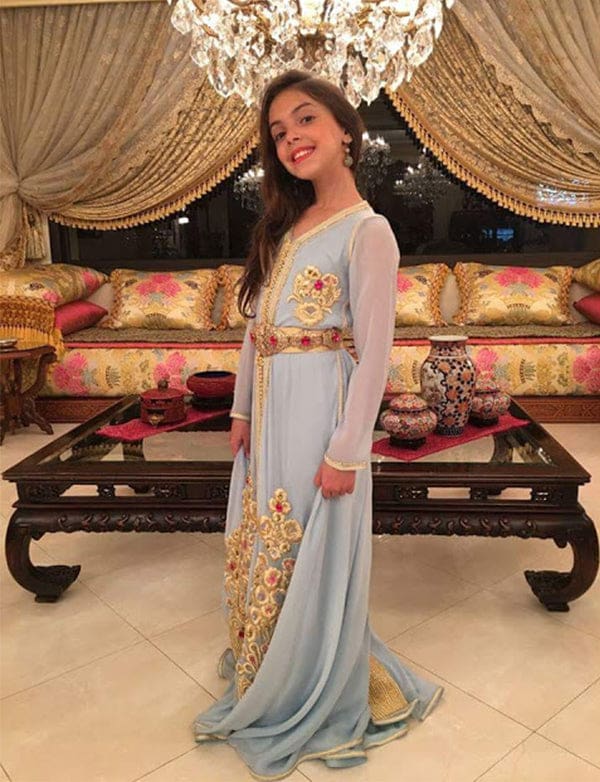 Bleu en Mousseline Caftan Petite Fille – Image 4