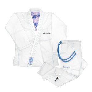 Kimono BJJ Gi Femme Dahlia FUJIMAE Blanc Bleu – Compétition IBJJF