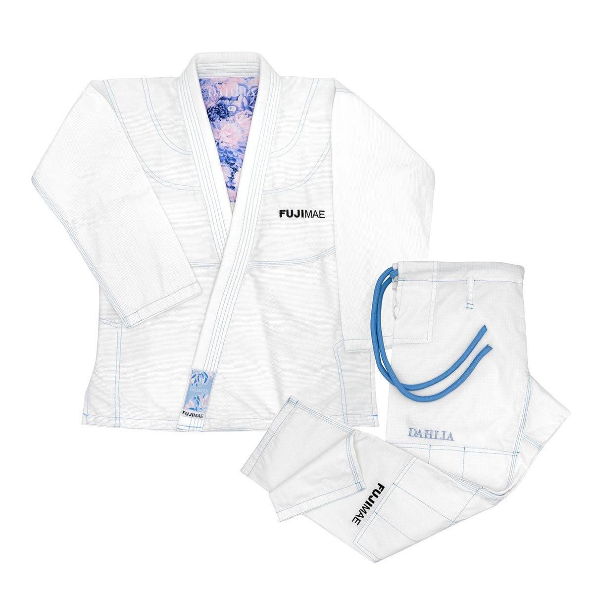 Kimono BJJ Gi Femme Dahlia FUJIMAE Blanc Bleu – Compétition IBJJF – Image 2