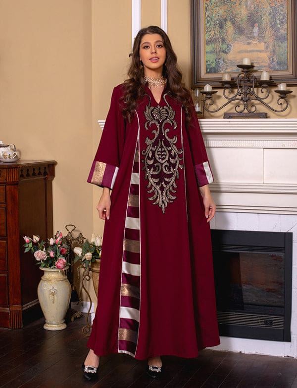 Bourgogne Robe de soirée caftan marocaine – Image 3