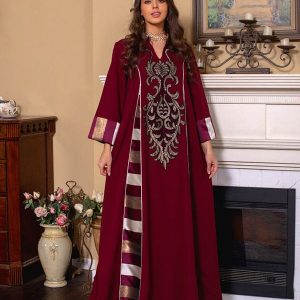 Bourgogne Robe de soirée caftan marocaine