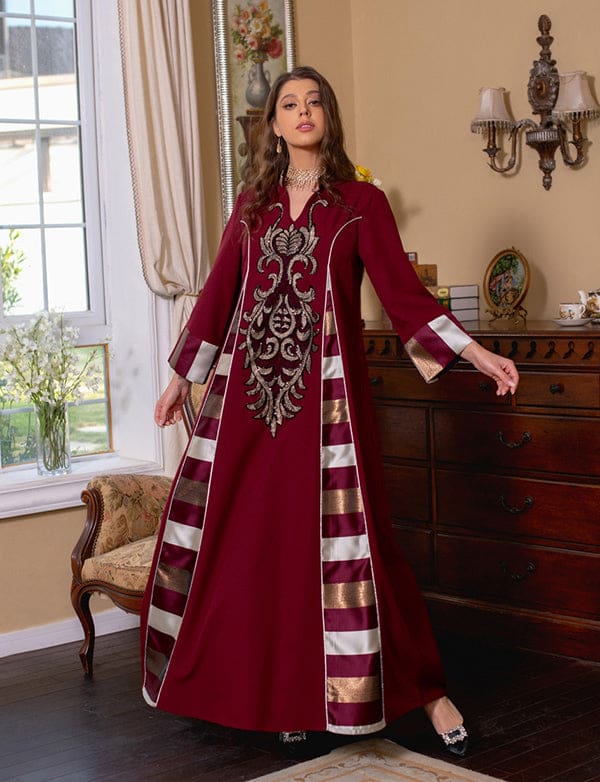 Bourgogne Robe de soirée caftan marocaine – Image 8