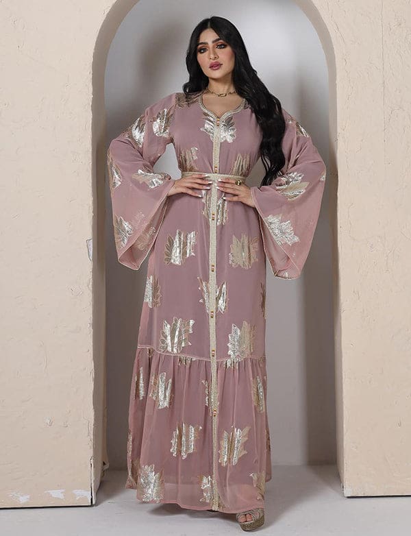 Robe abaya en mousseline de soie de taille supérieure à la mode – Image 6