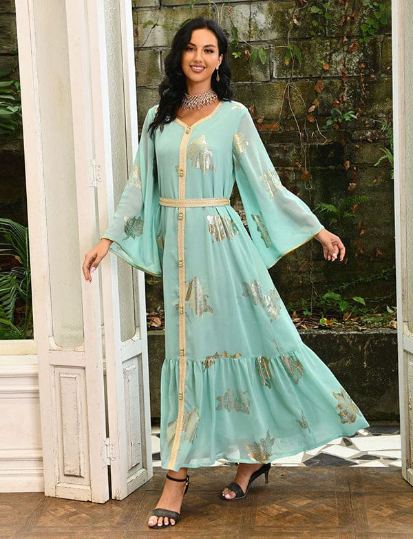 Robe abaya en mousseline de soie de taille supérieure à la mode – Image 4