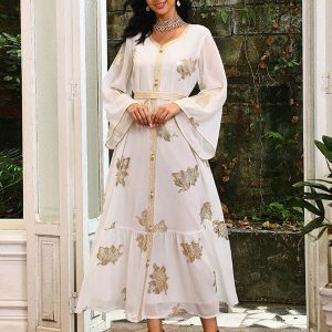 Robe abaya en mousseline de soie de taille supérieure à la mode