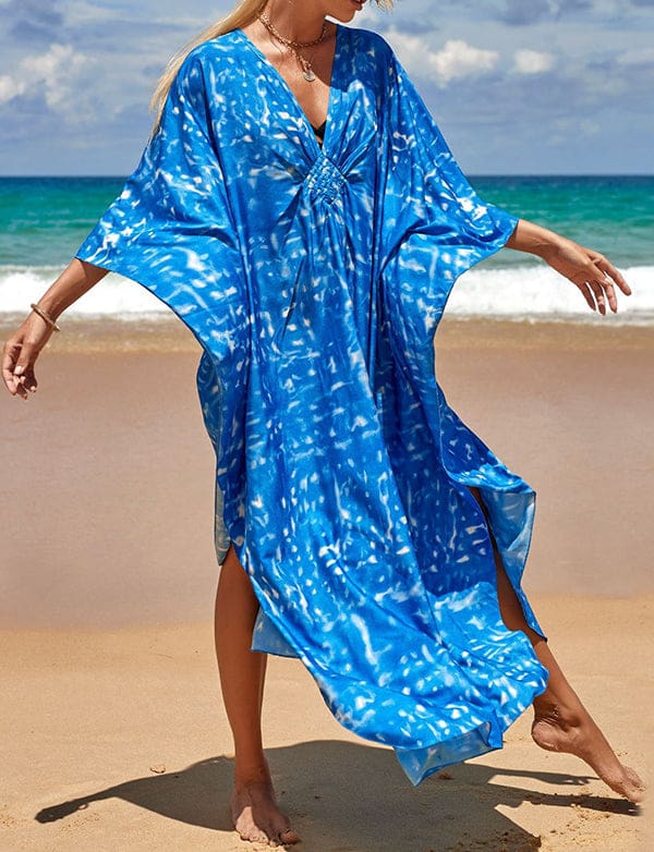 Chemisier de plage imprimé avec protection solaire surdimensionnée