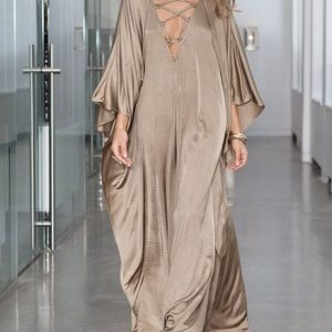 Robe longue de plage caftan à épaules dénudées