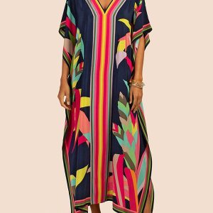 Robe de plage caftan imprimé femme