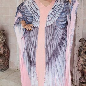 Peignoir de plage imprimé peignoir ailé rose