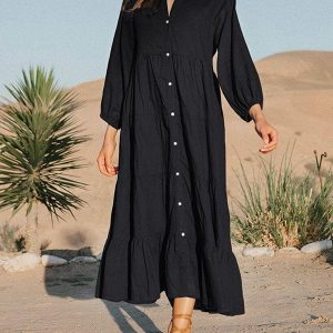 Robe de plage longue de couleur unie