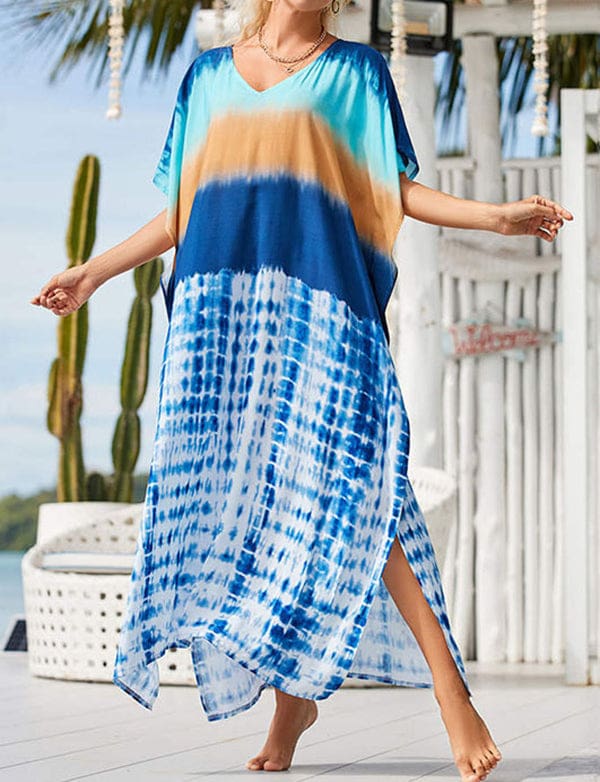 Robe ample imprimée tie-dye bleue – Image 5