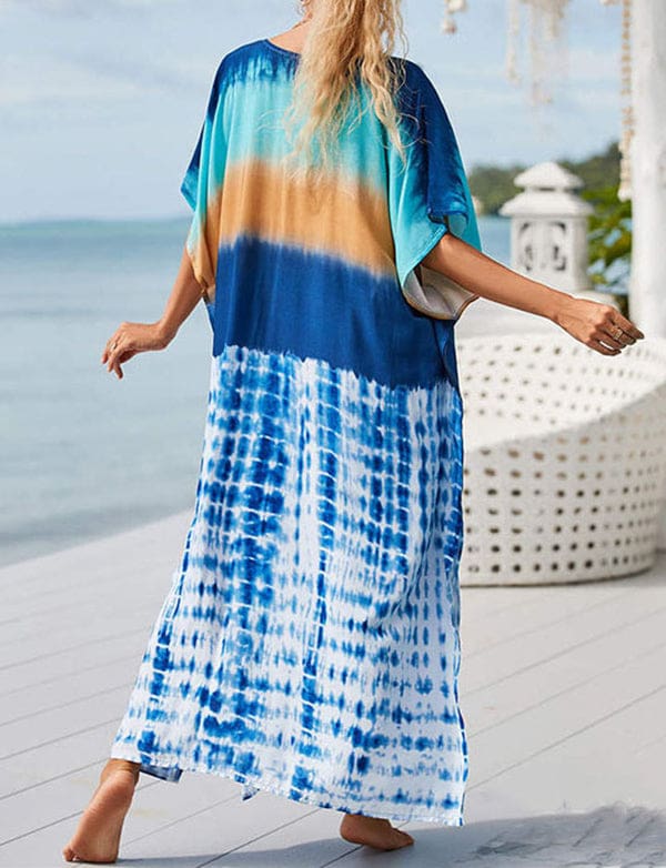 Robe ample imprimée tie-dye bleue – Image 3