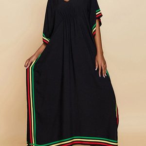 Robe sexy et ample à rayures colorées