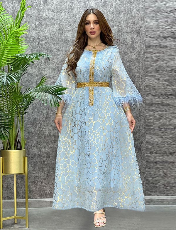 Robes caftan avec feuilles d’or et strass – Image 2