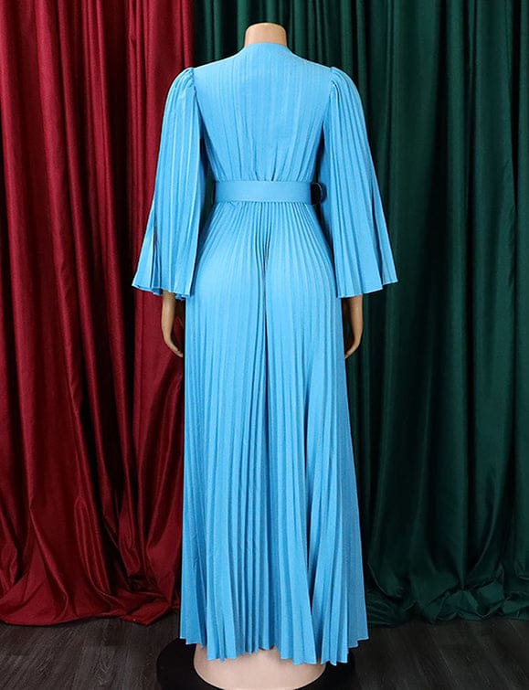 Robe à col en V et ourlet plissé sexy et pressé – Image 8