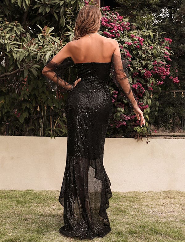 Mode Sequin Mesh Tube Top Robe de soirée sexy – Image 4