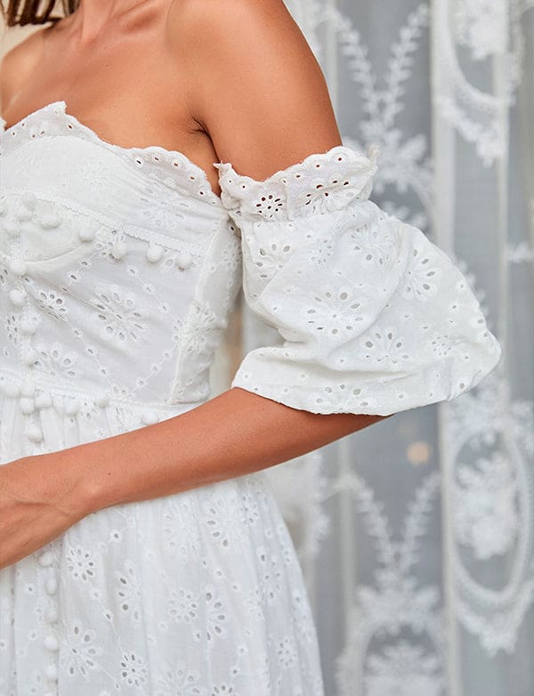 Robe trapèze sexy en dentelle à encolure dégagée – Image 5