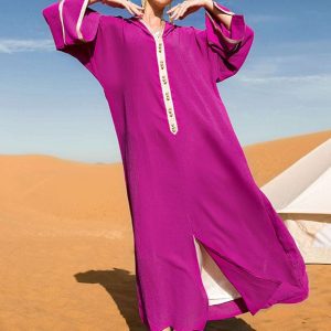 Robe en tissu patchwork rose avec capuche