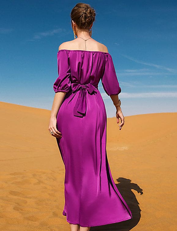 Robe Rose Violet à Demi Manches – Image 4