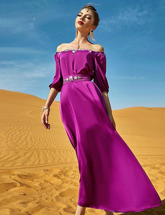 Robe Rose Violet à Demi Manches – Image 5