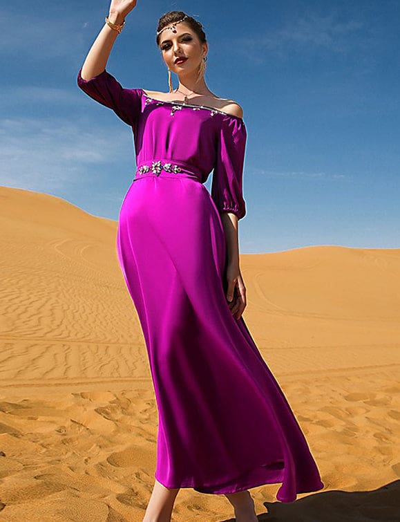 Robe Rose Violet à Demi Manches – Image 7