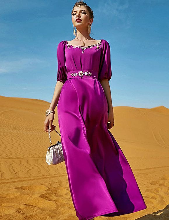 Robe Rose Violet à Demi Manches – Image 8