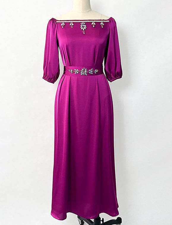 Robe Rose Violet à Demi Manches – Image 9