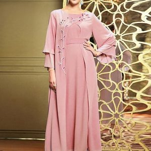 Robe en mousseline de soie double couche à la mode, cousue à la main