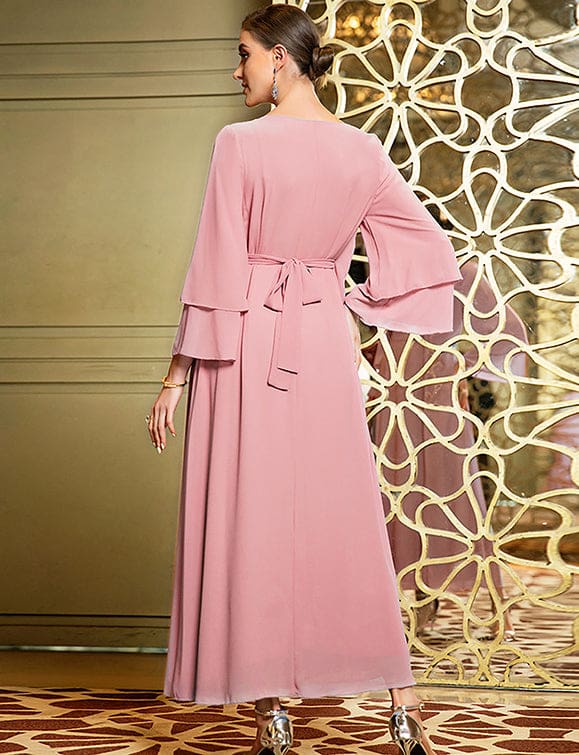 Robe en mousseline de soie double couche à la mode, cousue à la main – Image 4