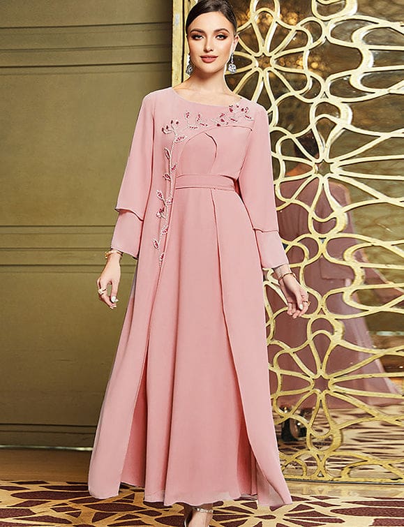 Robe en mousseline de soie double couche à la mode, cousue à la main – Image 5