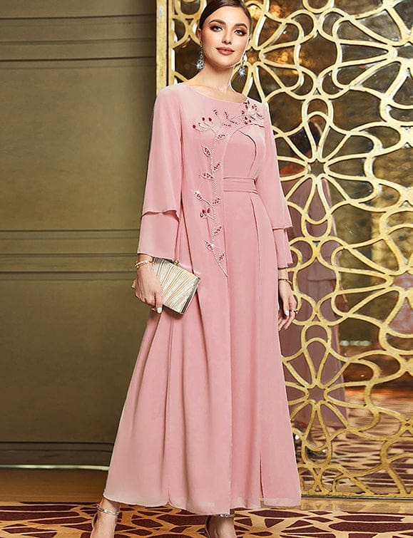 Robe en mousseline de soie double couche à la mode, cousue à la main – Image 6