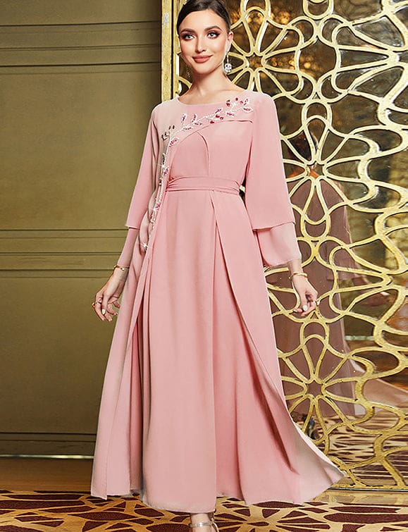 Robe en mousseline de soie double couche à la mode, cousue à la main – Image 7